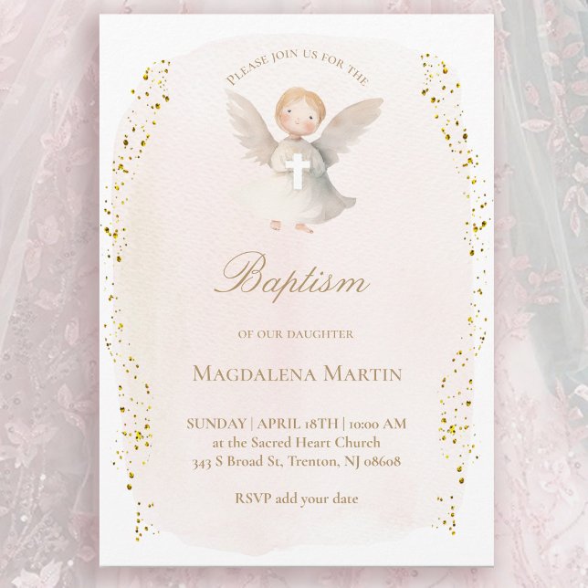 little angel baby girl | Baptism Invitation (Creator Uploaded)