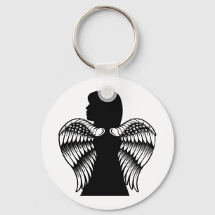 Little Angel girl Child Silhouette Fantasy art  Key Ring