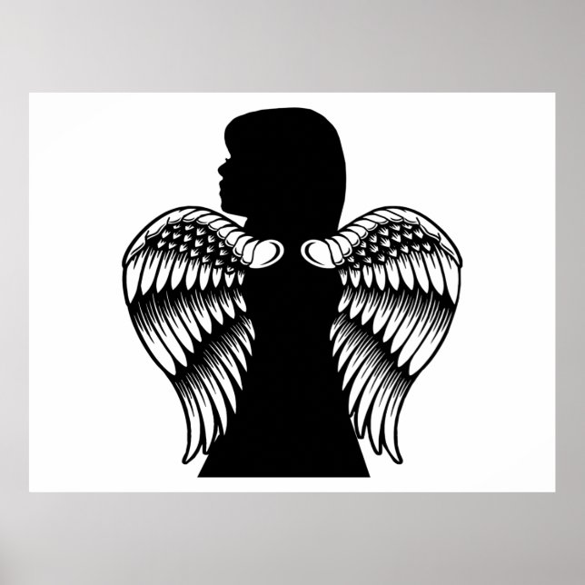 Little Angel girl Child Silhouette Fantasy art  Poster (Front)