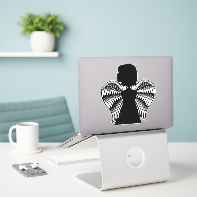 Little Angel girl Child Silhouette minimal art  (Laptop On Desk)