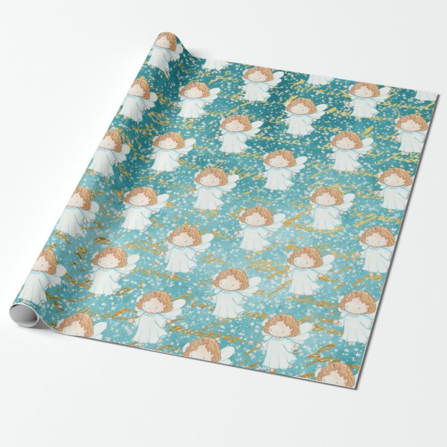 Little Angel Holiday Paper Aqua (Unrolled)