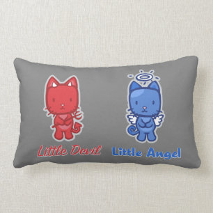 Little Angel, Little Devil Cartoon Kitty Cat Lumbar Cushion