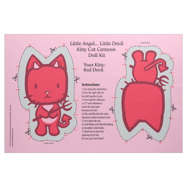 Little Angel...Little Devil Kitty Cat Doll Kit Fabric (Fat Quarter)