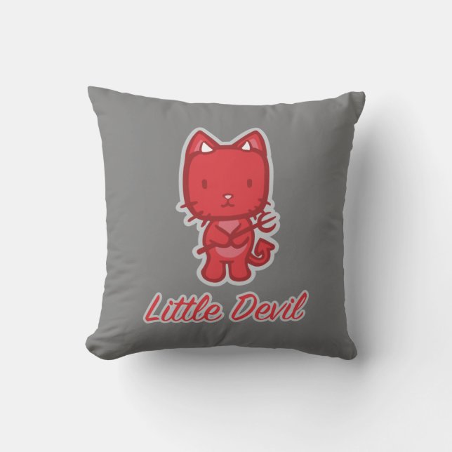 Little Angel, Little Devil Kitty Cat Reversible Cushion (Front)