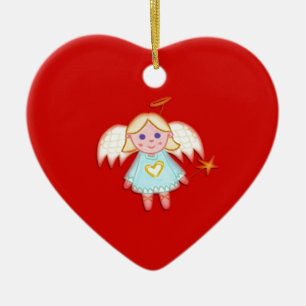 Little Angel on Red Ceramic Tree Decoration
