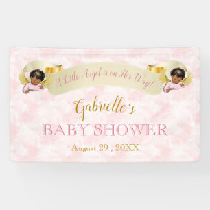 Little Angel Pink Gold African American Girl Banner