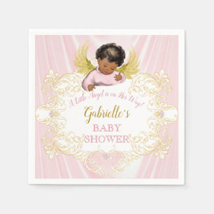 Little Angel Pink Gold Girl African American Napkin