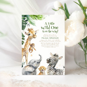 Little Animals Jungle Safari Wild Cute Baby Shower Invitation