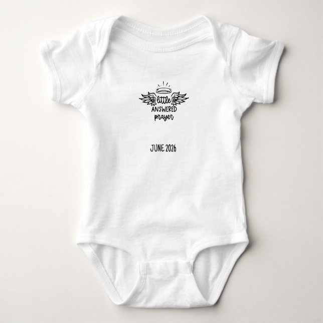 Little Answered Prayer - Pregnancy Announcement Baby Bodysuit (Front)