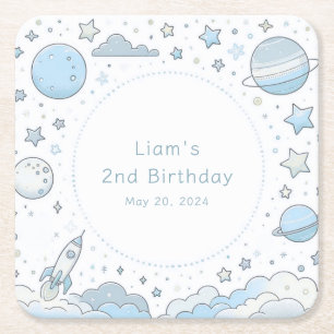Little Astronaut, Big World Square Paper Coaster