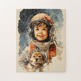 Little astronaut boy and dog jigsaw puzzle