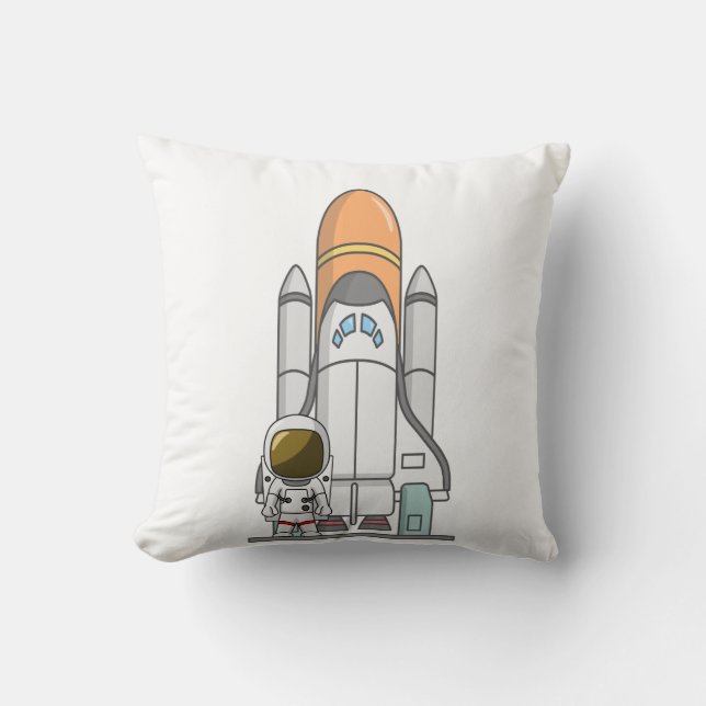 Little Astronaut & Spaceship Cushion (Front)