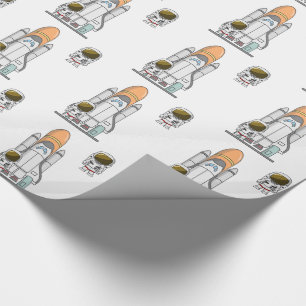 Little Astronaut & Spaceship Wrapping Paper