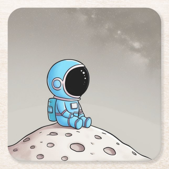 Little astronaut square paper coaster (Front)