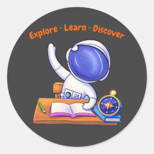 little Astronaut Study Classic Round Sticker