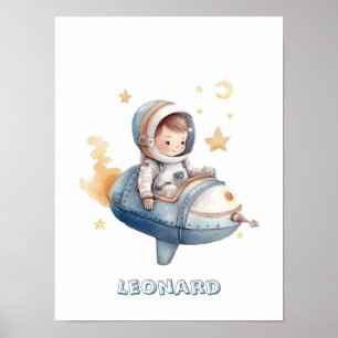 Little Astronaut's Aeroplane Customisable Poster