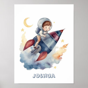 Little Astronaut's Rocket Customisable Poster