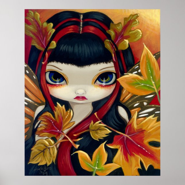 Little Autumn Leaves ART PRINT fall fairy (Front)