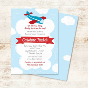 Little Aviator Aeroplane Baby Shower Invitation