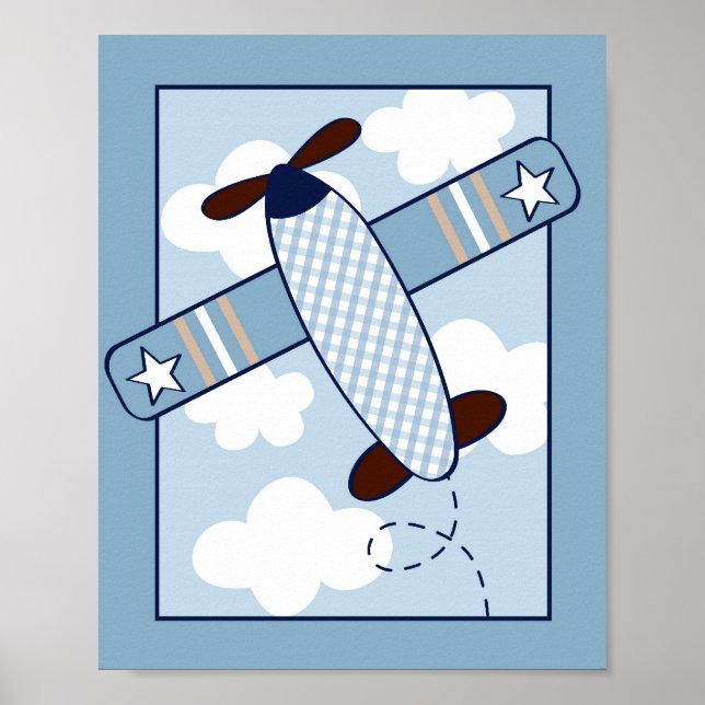 Little Aviator Airplane Nursery Wall Art Print (Front)