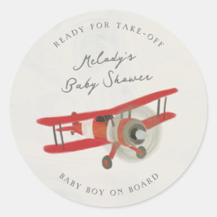 Little Aviator Baby Shower Classic Round Sticker