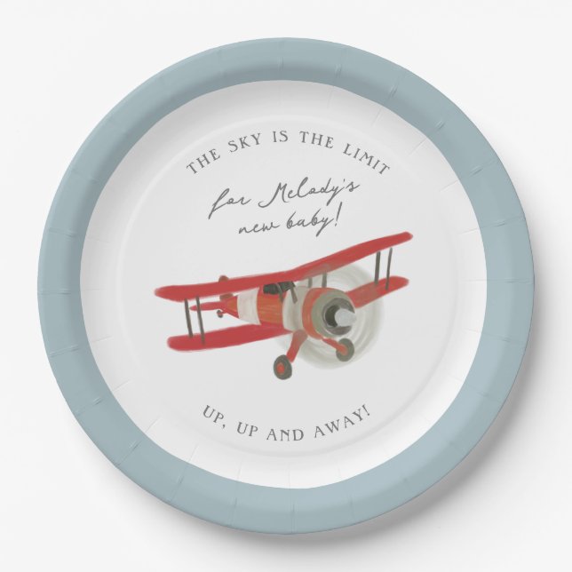 Little Aviator Baby Shower Paper Plate (Front)