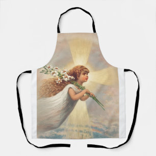 Little baby angel holding lilies apron