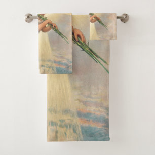 Little baby angel holding lilies bath towel set