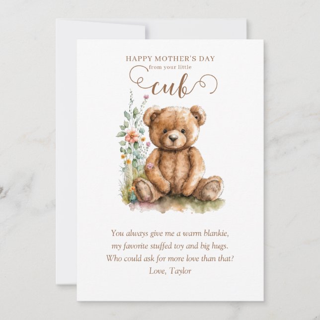 Little Baby Bear Cub Mother's Day Invitation (Front)