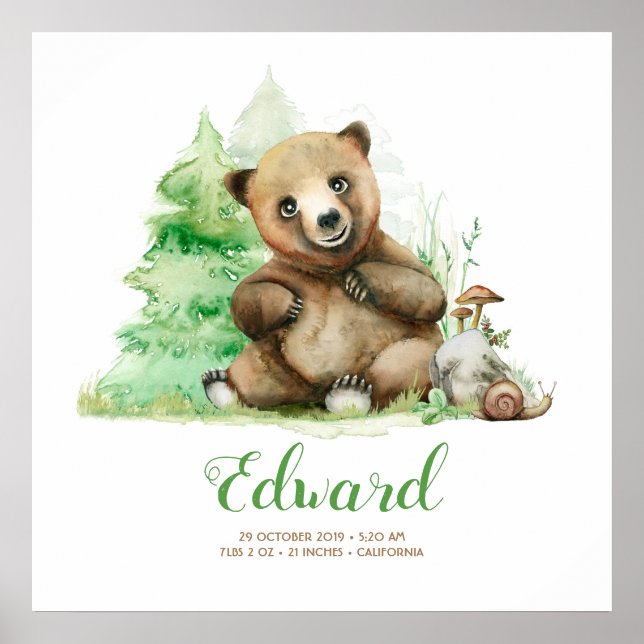 Little Baby Bear in the Forest Cute Poster (Front)