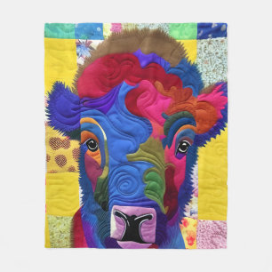 Little Baby Bison Quilt Like Design Fleece Blanket
