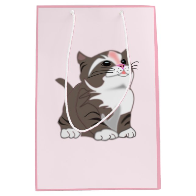 Little Baby Cat Pink Gift Bag - Customizable (Front)