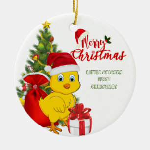 Little Baby Chicken Christmas Ceramic Ornament