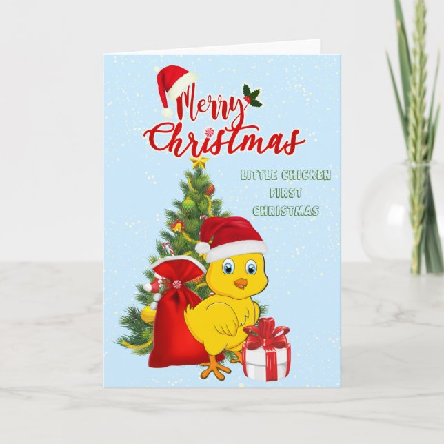 Little Baby Chicken Christmas Holiday Card (Front)