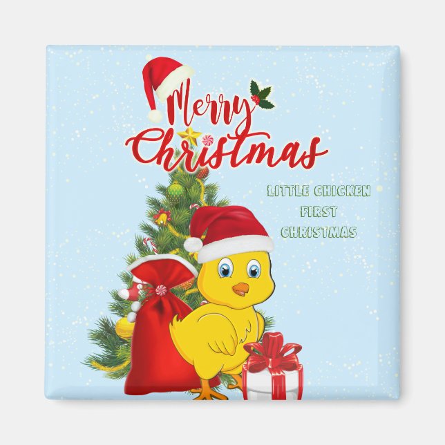 Little Baby Chicken Christmas Magnet (Front)