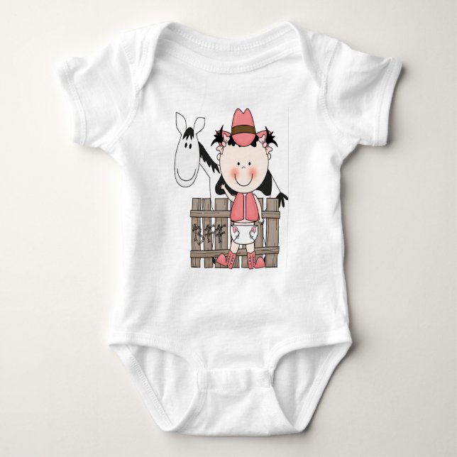 Little Baby Cowgirl with Horse T-Shirt Baby Bodysuit (Front)