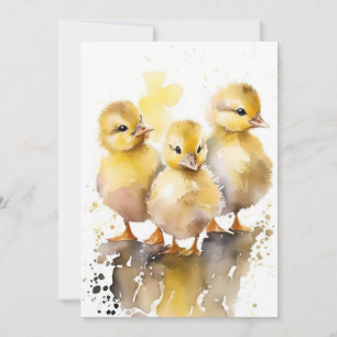 Little Baby Ducks In Watercolors Holiday Card
