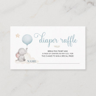 Little Baby Elephant Baby Shower Diaper Raffle Car Business Card