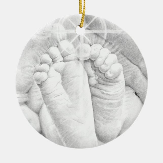 Little Baby Feet Ceramic Ornament (Front)