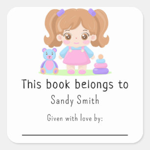 Little baby girl - This book belongs with message Square Sticker