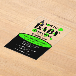 Little Baby is Brewing Halloween Baby Shower Acrylic Invitations