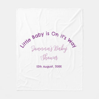 little baby is on its way baby shower name pink pu fleece blanket
