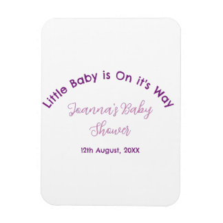 little baby is on its way baby shower name pink pu magnet