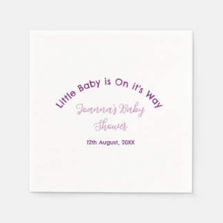 little baby is on its way baby shower name pink pu napkin