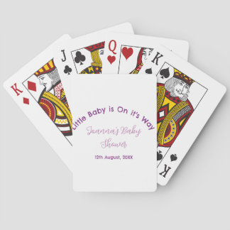 little baby is on its way baby shower name pink pu playing cards