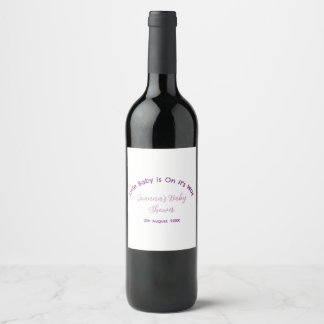 little baby is on its way baby shower name pink pu wine label