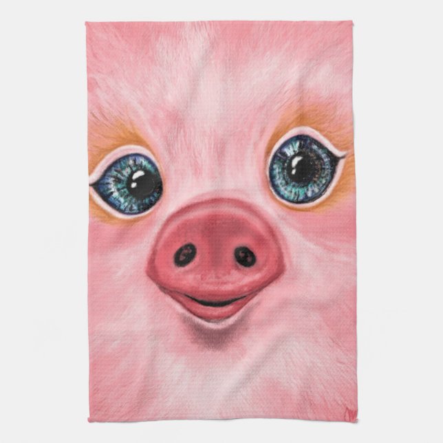 Little Baby Piggy - Smile Tea Towel (Vertical)