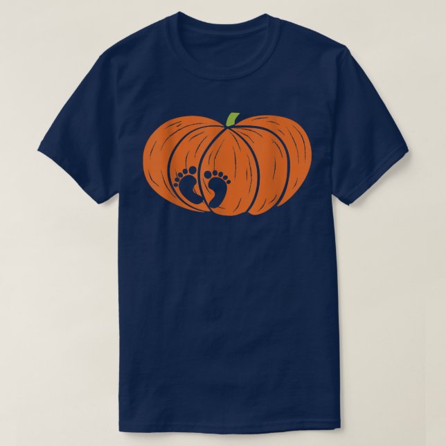 Little Baby Pumpkin Halloween Pregnancy Announceme T-Shirt (Design Front)
