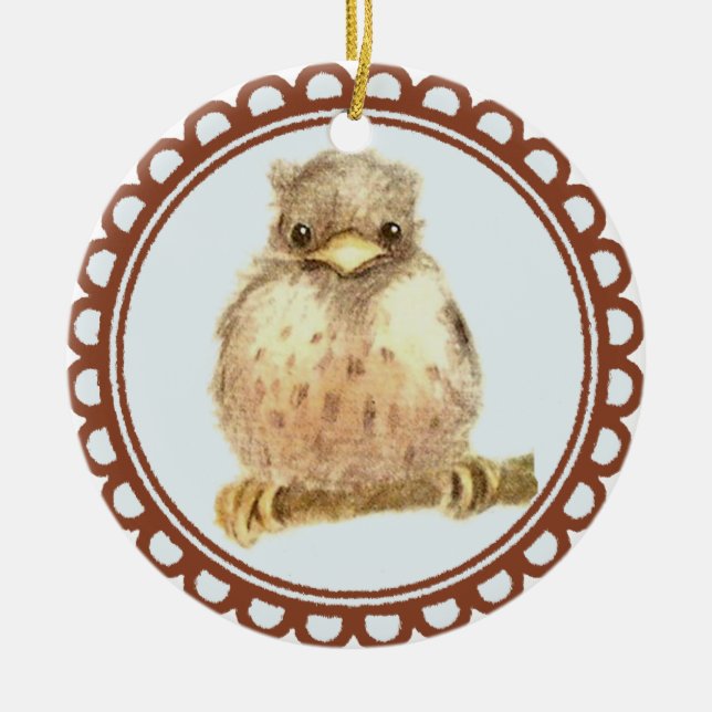 Little Baby Robin Ceramic Tree Decoration (Front)