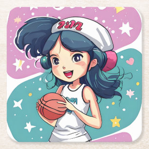 Little Baller Babe Square Paper Coaster